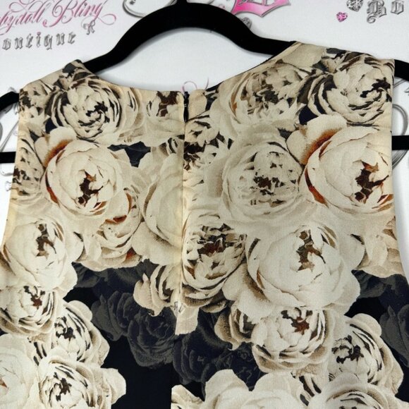 Rose + Olive tank top blouse roses cream Floral Sleeveless Top - Beige and Black - Picture 5 of 13